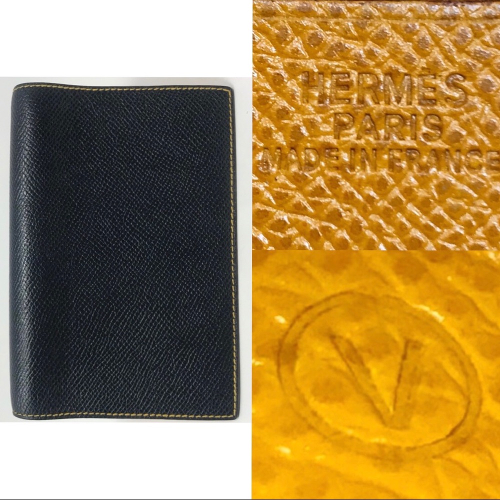 Hermès black/Yellow Grand Modele Agenda/ Card Case - Picture 2 of 8